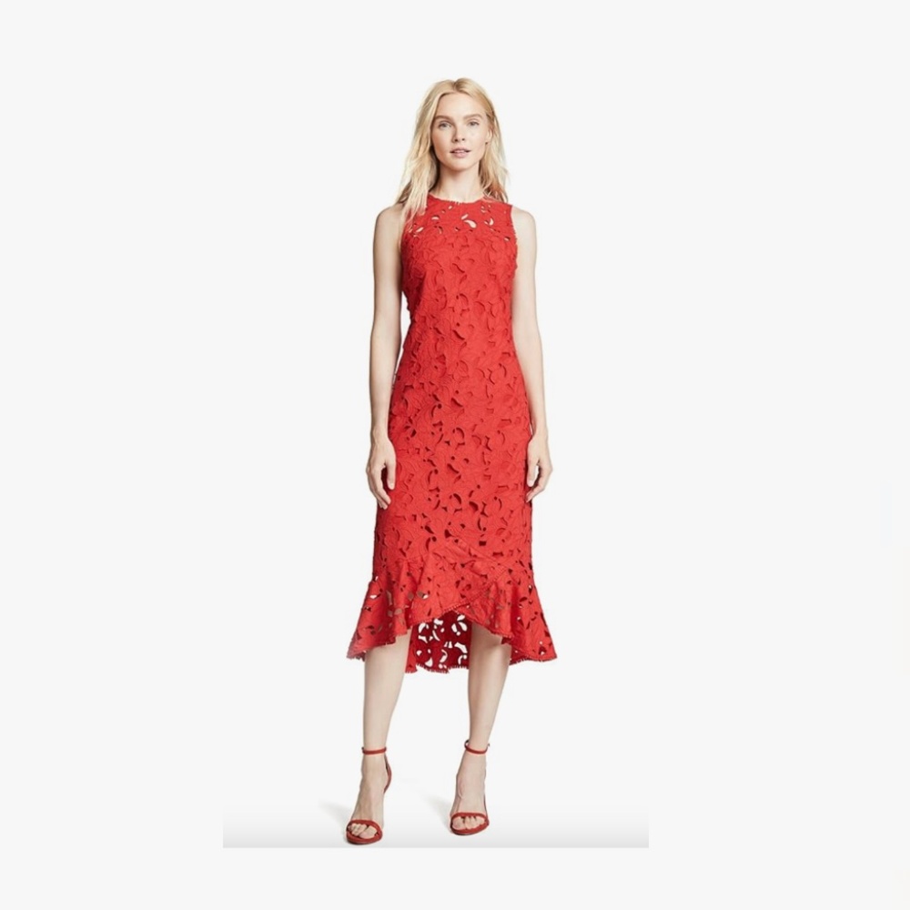 Shoshanna Women's Drayton Sleeveless Floral Cut Out Dress, Cayenne, 4 - NWT